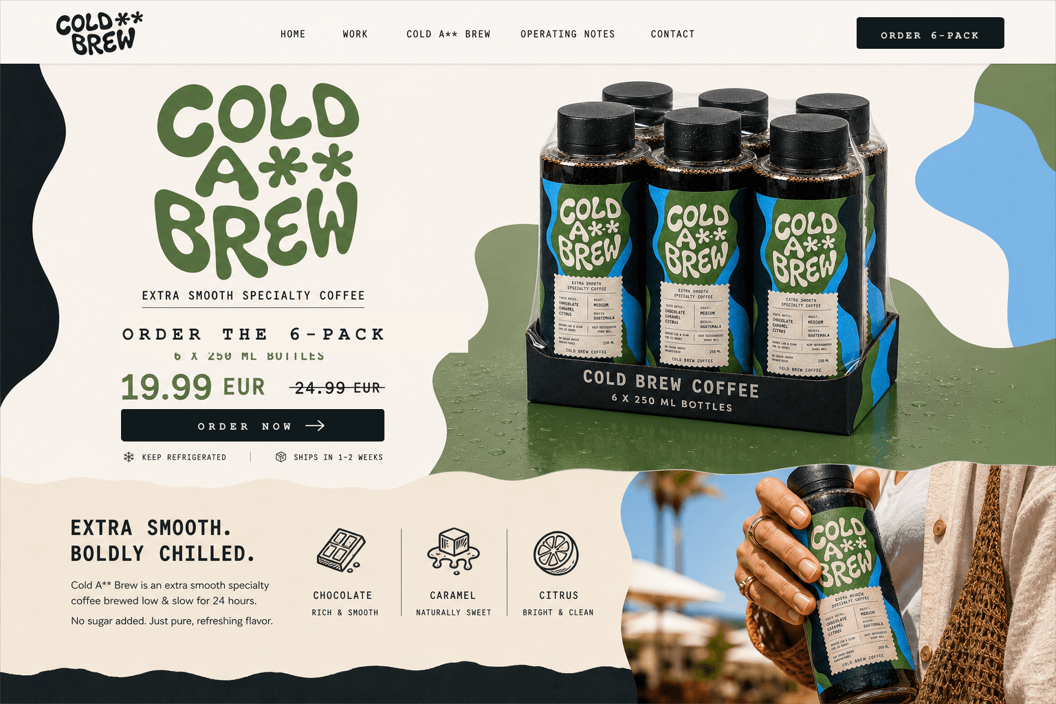 Cold A** Brew product and order page